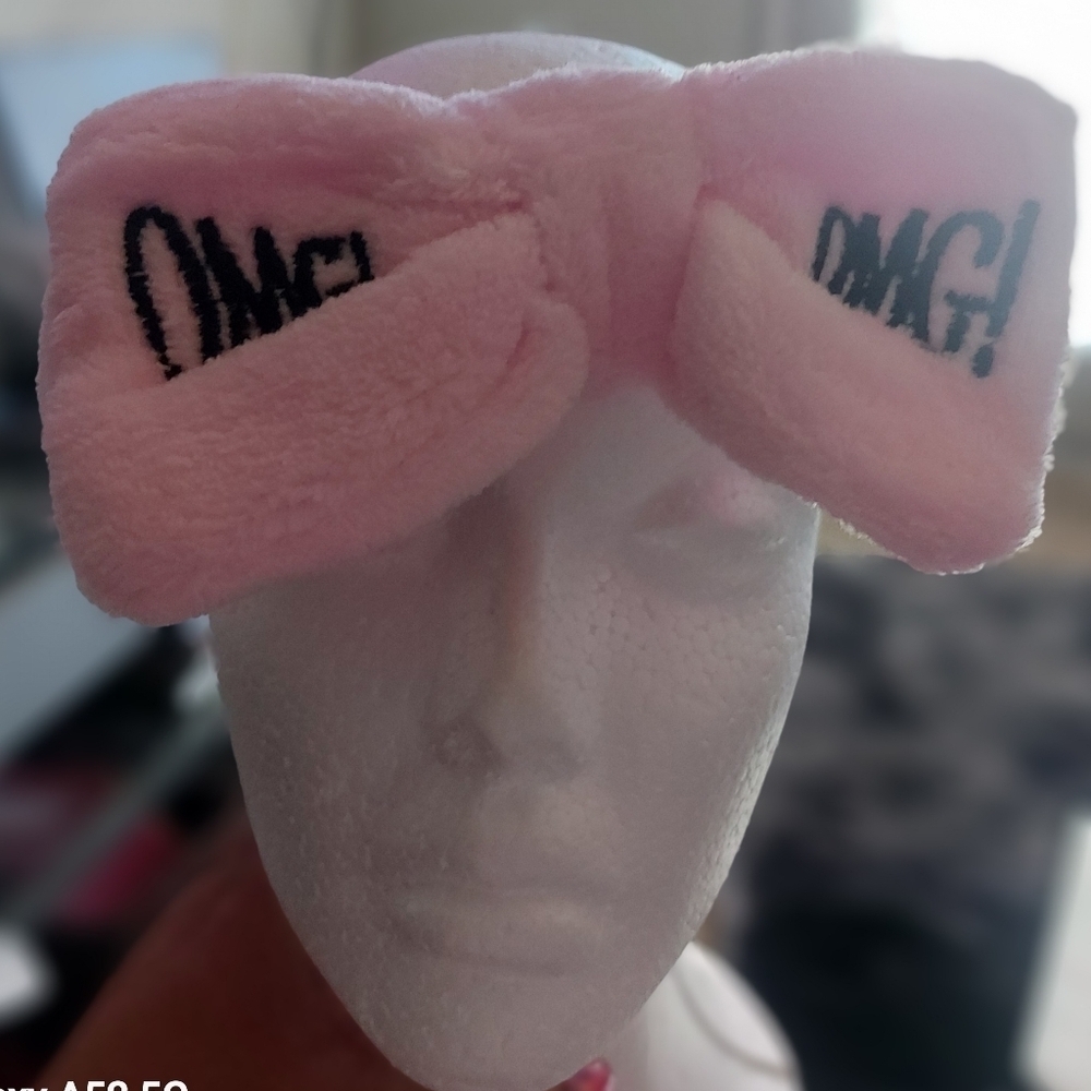Pink Plush Headband with Wristband